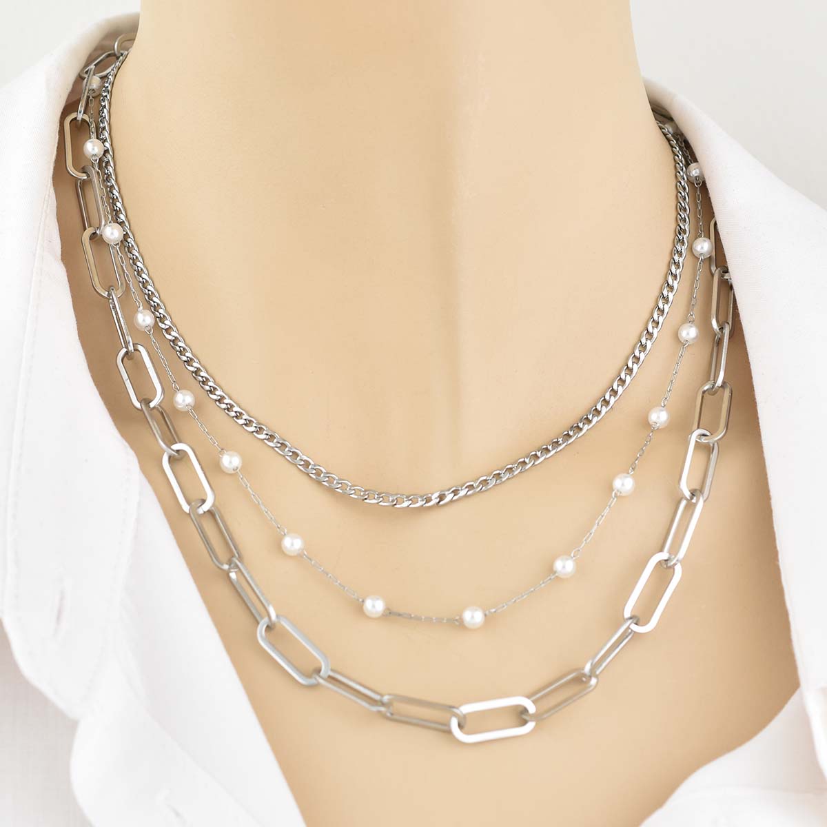 Micro Static Chain Silver 3MM Αλυσίδα λαιμού από ανοξείδωτο ατσάλι 316L